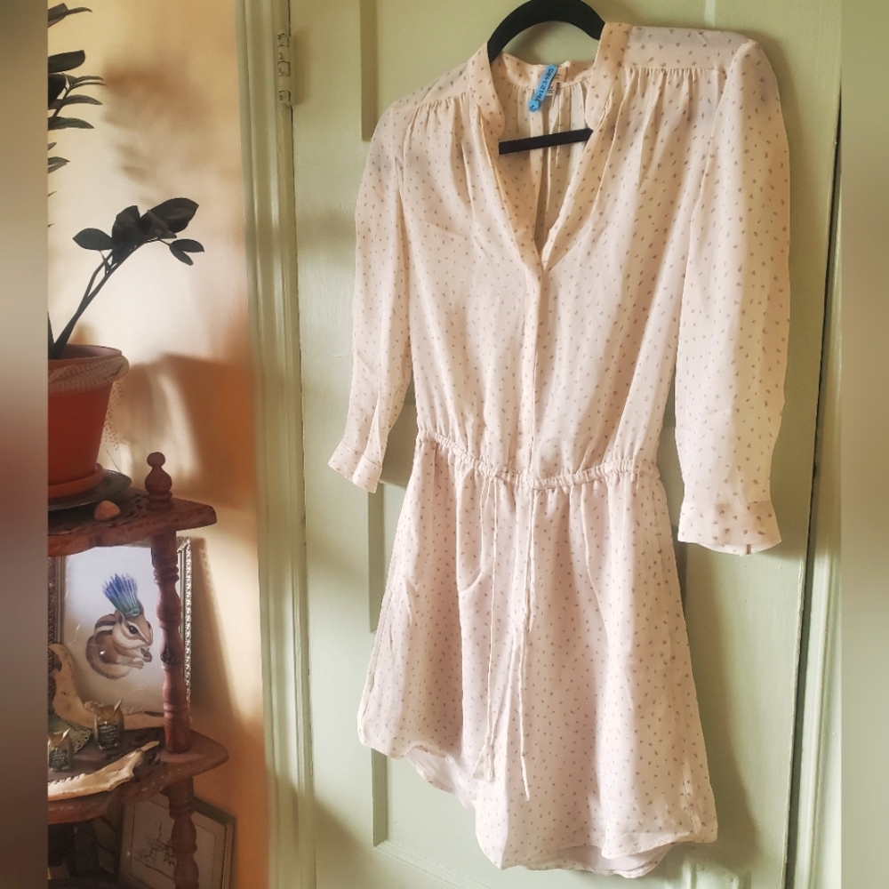 100% silk Aritzia Babaton cream patterned Bennett dress